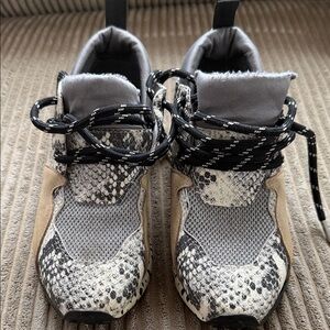 Steve Madden Snake Print Sneakers - Black and Gray